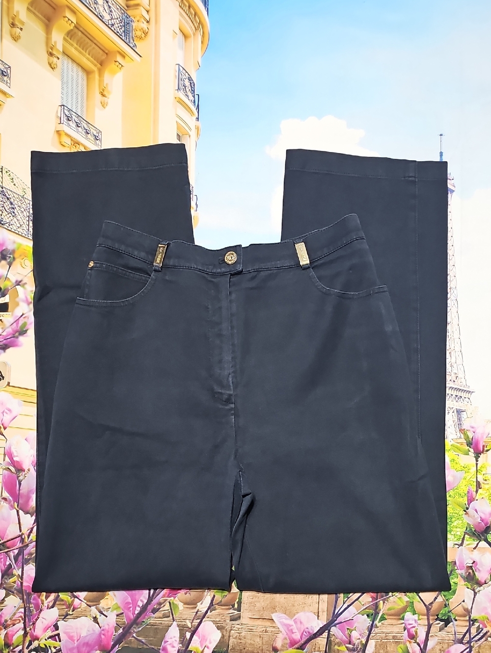 St. John‎ Sport High Waist Blue Straight Leg Pants Size 12